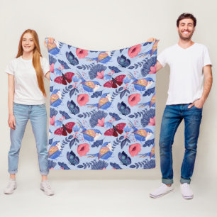 Couverture Polaire Modèle floral de l'art populaire Whimsical
