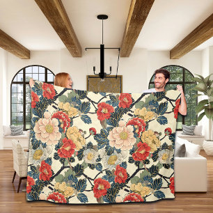 Couverture Polaire Modèle floral japonais Ukiyo-E Art