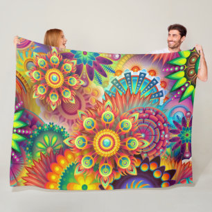 Couverture Polaire Modèle floral psychédélique