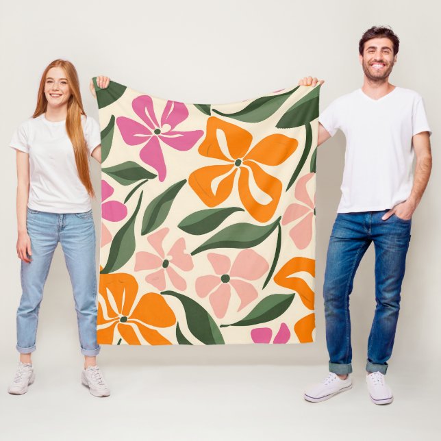 Couverture Polaire Modèle floral rétro (En situation)