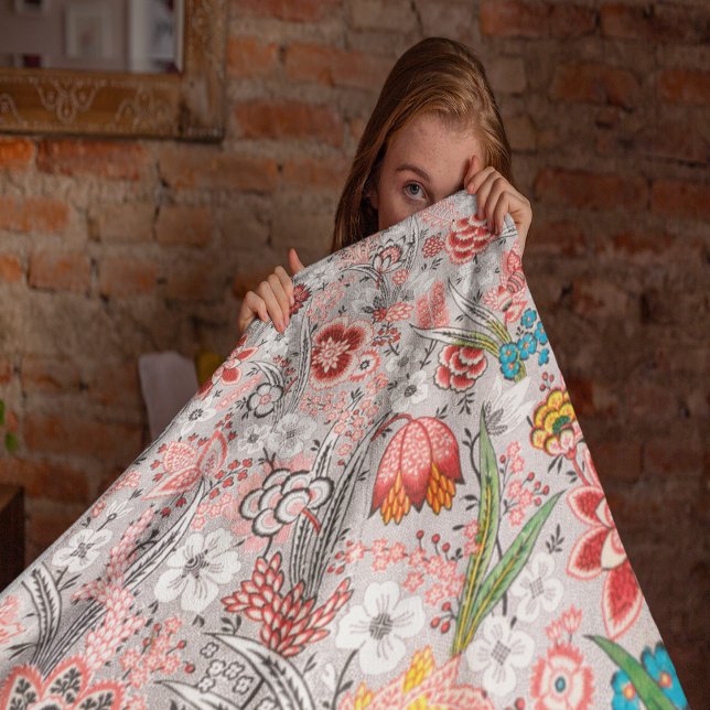 Couverture Polaire Modèle Floral vintage (Vintage Floral Pattern Fleece Blanket)