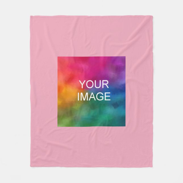 Couverture Polaire Modèle Personnalisé Élégant Rose Ajouter Photo Log (Devant)