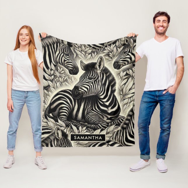 Couverture Polaire Modèle Zèbre Vintage mou (En situation)