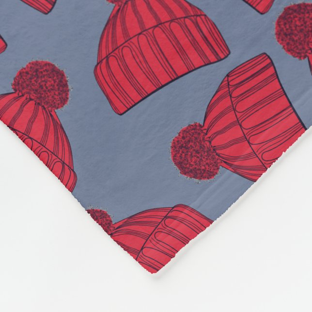 Couverture Polaire Modèles de Bonnets à Pompon Rouge et Bleu Originau (Coin)