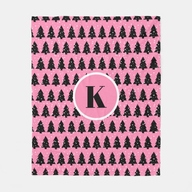 Couverture Polaire Modem Pink & Black Christmas Tree Fleece Blanche (Devant)