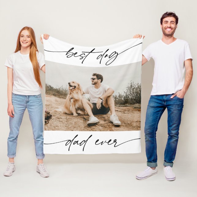 Couverture Polaire Modern Best Dog Papa Jamais Photo Script manuscrit (En situation)