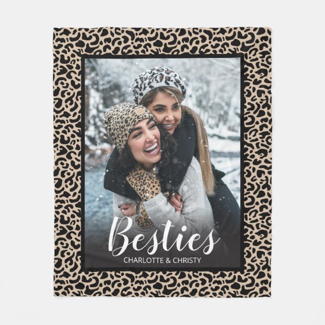 Couverture Polaire Modern Best Friends Leopard Print Photo (Devant)