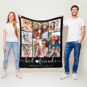 Couverture Polaire Modern Best Friends Script Photo Collage
