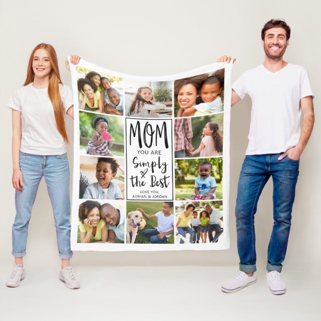 Couverture Polaire Modern Best Mom 10 Photo Collage personnalisé (En situation)