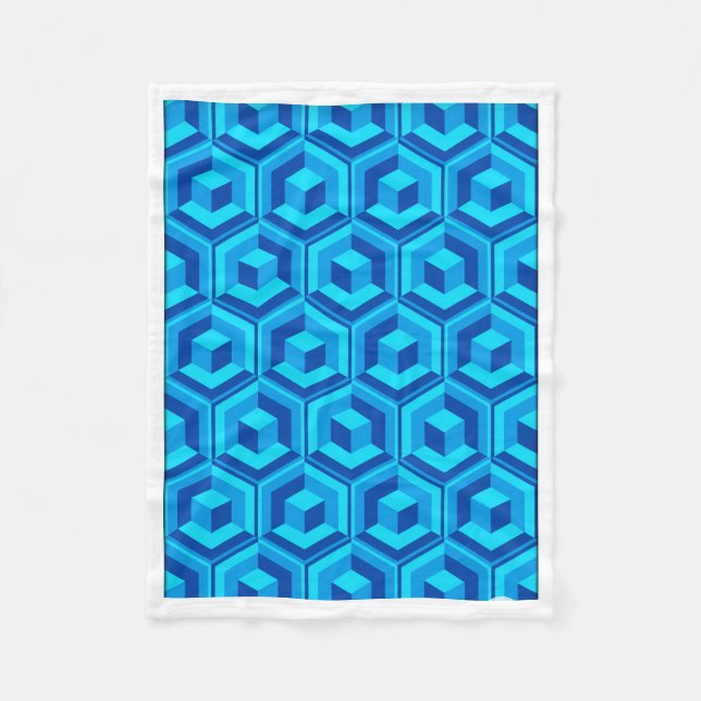 Couverture Polaire Modern Blue 3D Geometric Cube Pattern Baby Blanket (Devant)