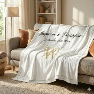 Couverture Polaire Modern Chic Custom Newlywed Keepsake Monogram