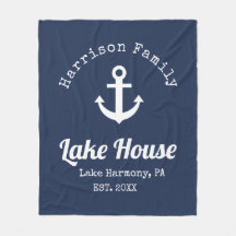 Modern Lake House Nom de famille Fleece Blanket