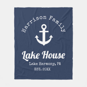 Couverture Polaire Modern Lake House Nom de famille Fleece Blanket
