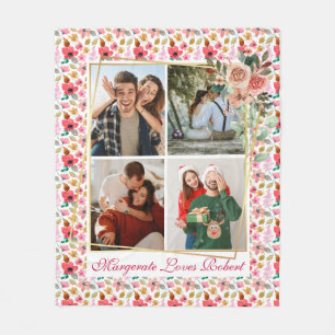 Couverture Polaire Modern LOVE YOU 4 Photos Saint Valentin cadeau de 