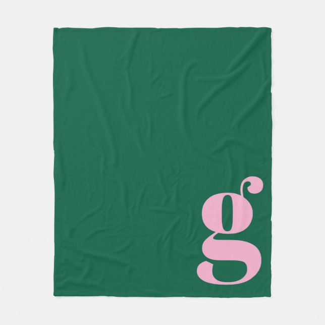 Couverture Polaire Modern Monogram Initial Letter Pink Green Preppy (Devant)