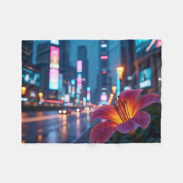 Couverture Polaire Modern Neon Lily (Devant (Horizontal))