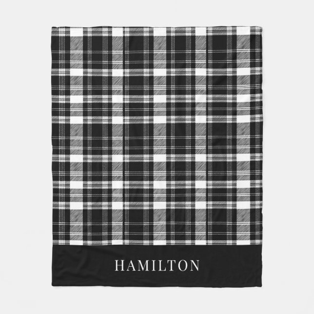Couverture Polaire  Modern Rustic Personalized Black and White Plaid (Devant)