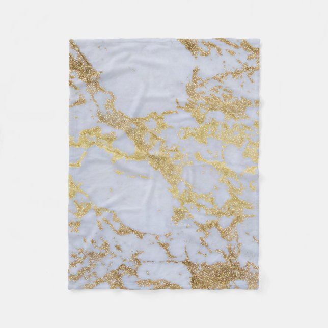 Couverture Polaire Modern Trendy Gold Glitter Marble (Devant)