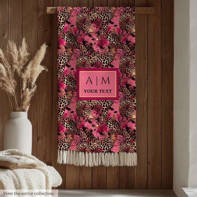 Couverture Polaire Modern watercolor leopard skin magenta throw (Chic watercolor leopard skin pink luxe blanket)