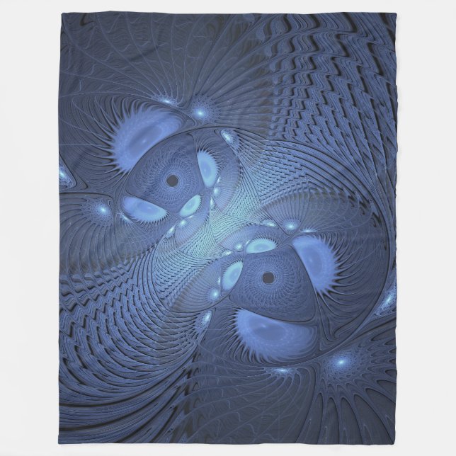 Couverture Polaire Moderne Abstrait tendance Dusk Blue Fractal Art (Devant)