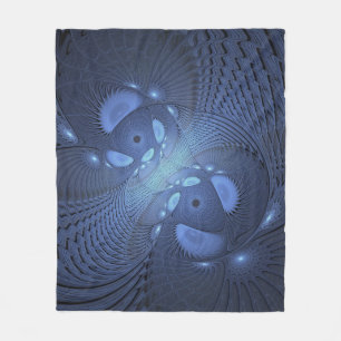Couverture Polaire Moderne Abstrait tendance Dusk Blue Fractal Art