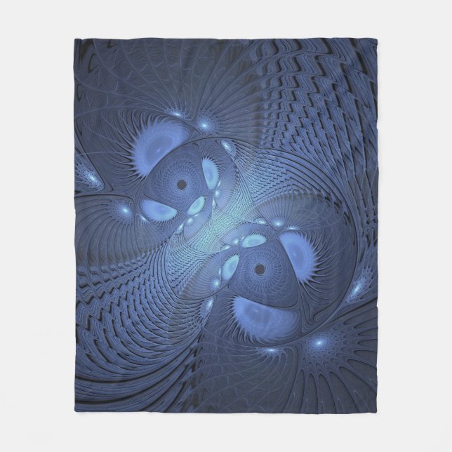 Couverture Polaire Moderne Abstrait tendance Dusk Blue Fractal Art (Devant)