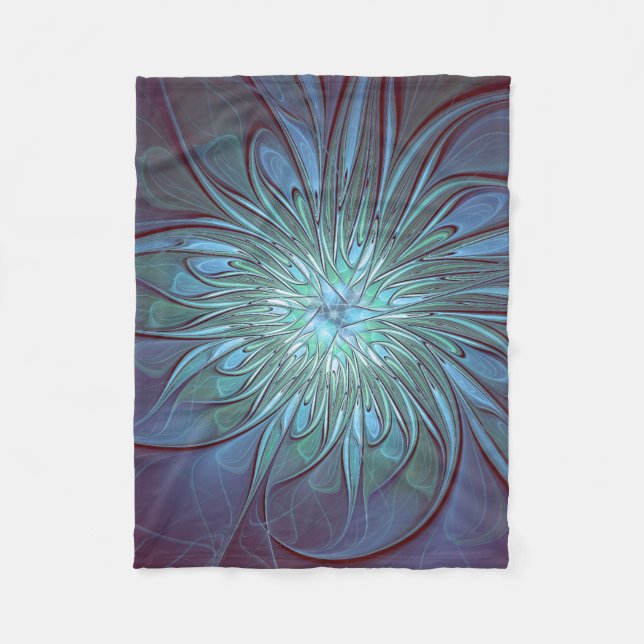 Couverture Polaire Moderne Abstrait tendance Fleur bleue Fractal Art (Devant)