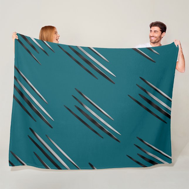 Couverture Polaire Moderne Afrocentré - Silver et Black Motif Line (Créateur téléchargé)