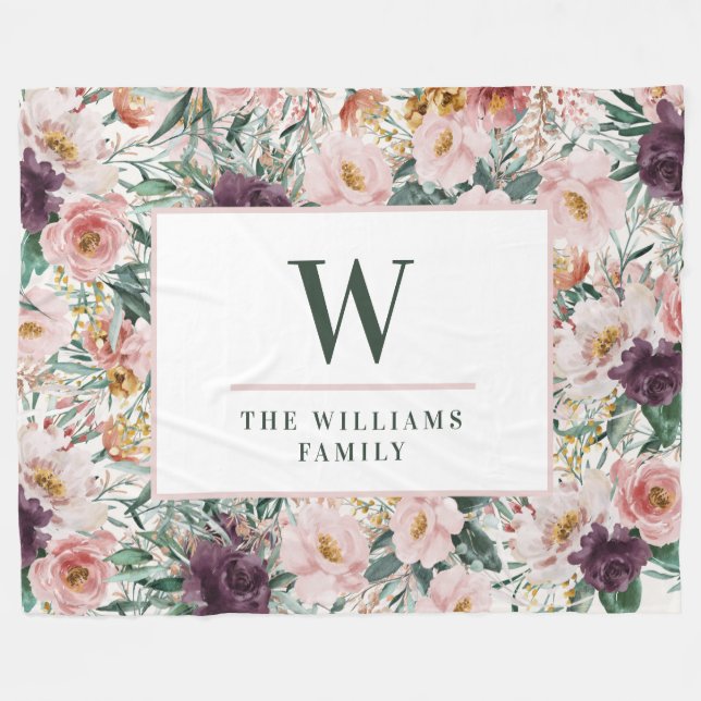Couverture Polaire Moderne aquarelle fleurie élégant (Devant (Horizontal))