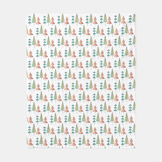 Couverture Polaire moderne arc-en-ciel arbres roses sarcelle simple m (Devant)