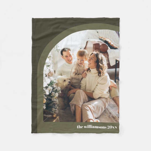 Couverture Polaire Moderne Arche en Vert Olive Deux Photos Verticales (Devant)
