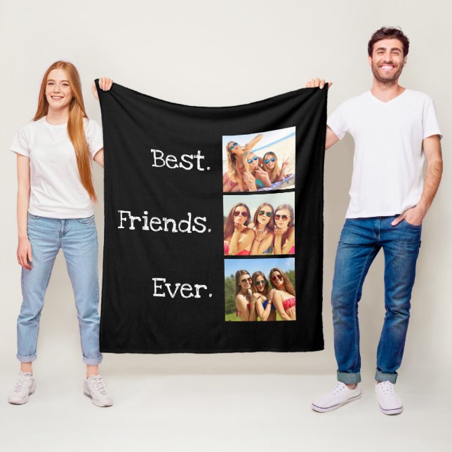 Couverture Polaire Moderne Best Friends Ever 3 photo Collage noir (En situation)