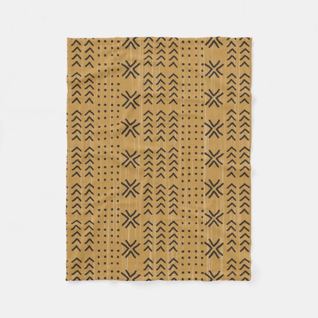 Couverture Polaire Moderne Brown Motif africain en tissu boueux (Devant)