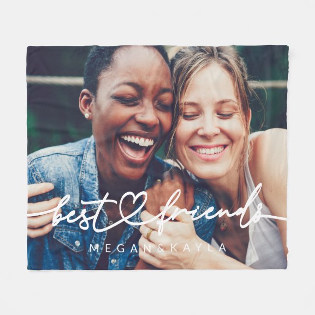 Couverture Polaire Moderne Chic Coeur Best Friends Besties BFF Photo (Devant (Horizontal))