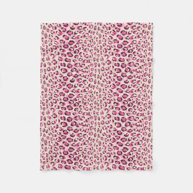 Couverture Polaire Moderne chic imprimé guépard rose monogramme (Devant)