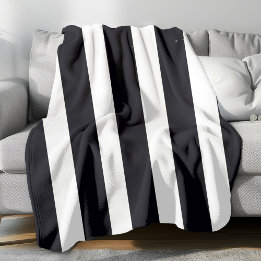 Couverture Polaire Moderne Chic rayures noires et blanches Classique 