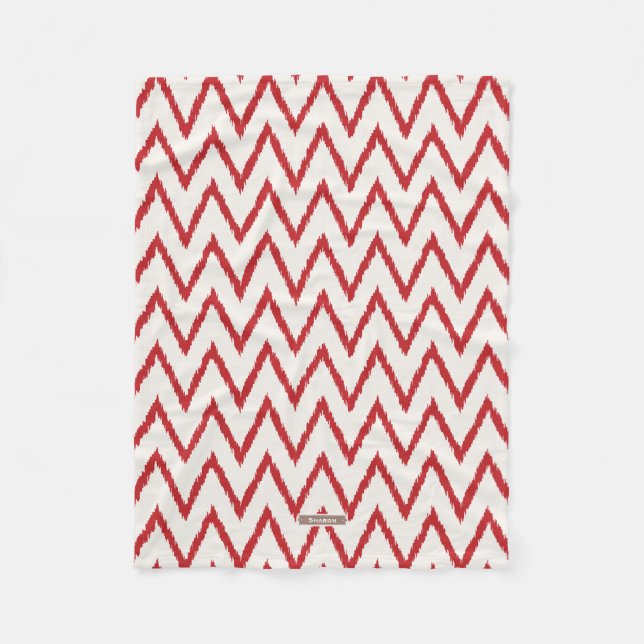 Couverture Polaire Moderne chic texturé rouge ikat motif chevron (Devant)