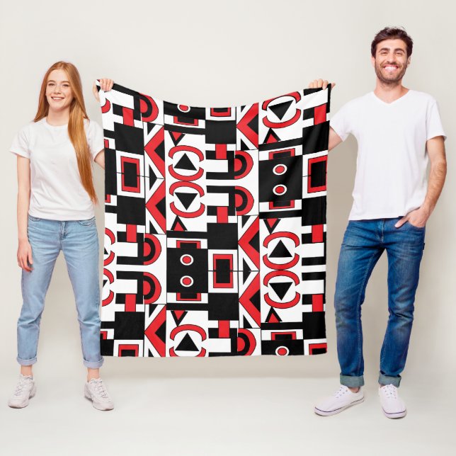 Couverture Polaire Moderne du milieu du siècle Abstrait géométrique C (En situation)