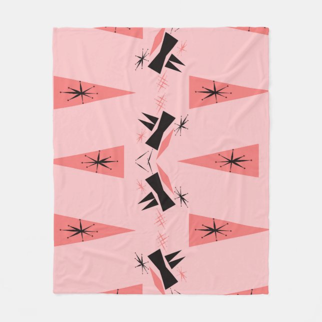 Couverture Polaire Moderne du milieu du siècle : Motif de corail rose (Devant)
