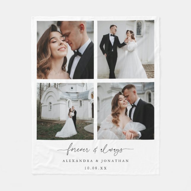 Couverture Polaire Moderne Elégant 4 Couple Photo Collage Anniversair (Devant)