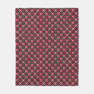 Couverture Polaire Moderne élégant carreaux noir rouge argent
