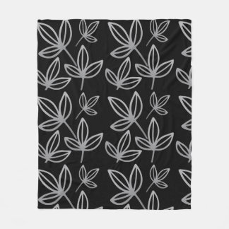 Couverture Polaire Moderne Elegant Gris Feuille Noir