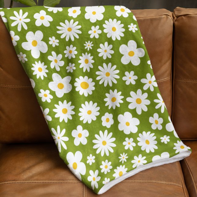 Couverture Polaire Moderne Flat Graphic Daisy Green (Créateur téléchargé)