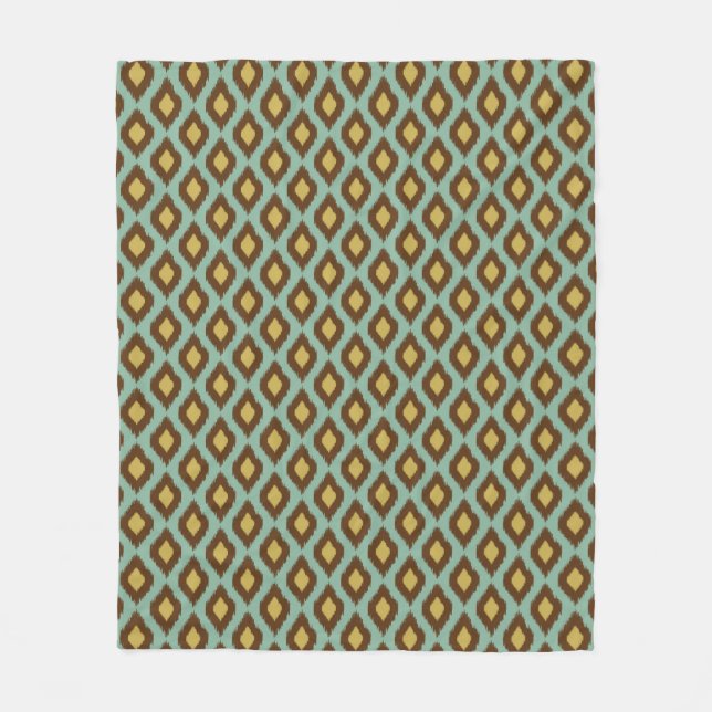 Couverture Polaire Moderne jaune bleu d'ikat tribal moderne (Devant)