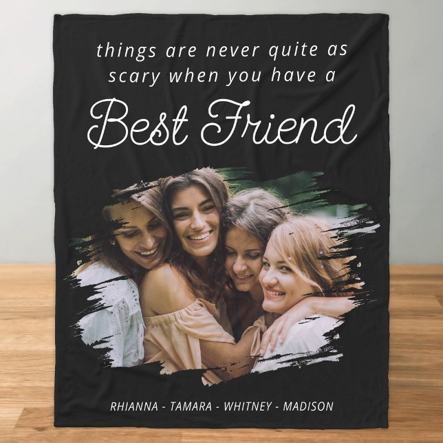 Couverture Polaire Moderne Meilleur Ami BFF Photo Fleece Blanche (Créateur téléchargé)