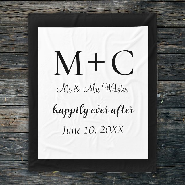 Couverture Polaire Moderne minimaliste Initiale Mariage (Modern Minimalist Initials Wedding Fleece Blanket)