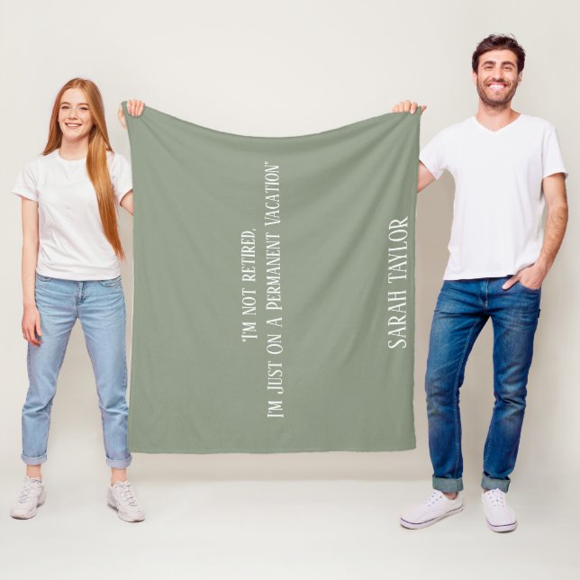 Couverture Polaire Moderne Monogramme de Nom de Retraite de Vert Saug (En situation)