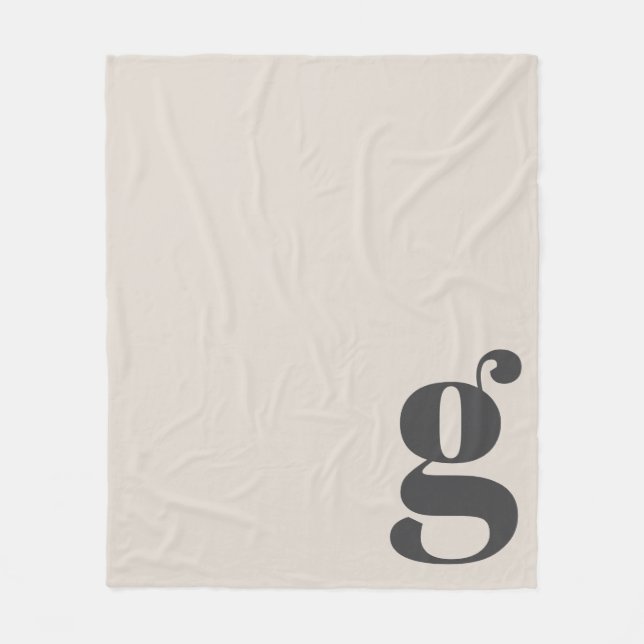 Couverture Polaire Moderne Monogramme Gras Initial Crème Beige Minima (Devant)