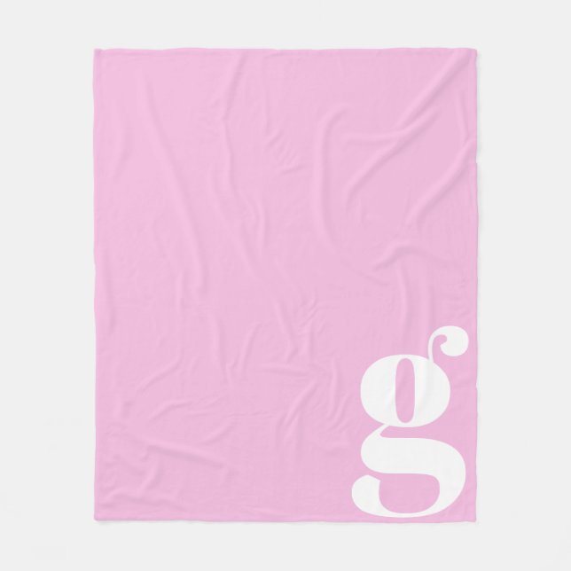 Couverture Polaire Moderne Monogramme Lettre Gras Rose Pâle Minimalis (Devant)