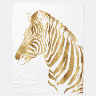 Couverture Polaire Moderne or blanc Zèbre animal Safari Design animal